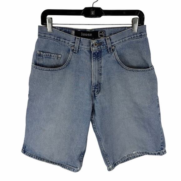 Vintage 90s Levi’s Silvertab Denim Shorts Baggy Distressed Light Wash Size 30 - Picture 1 of 16